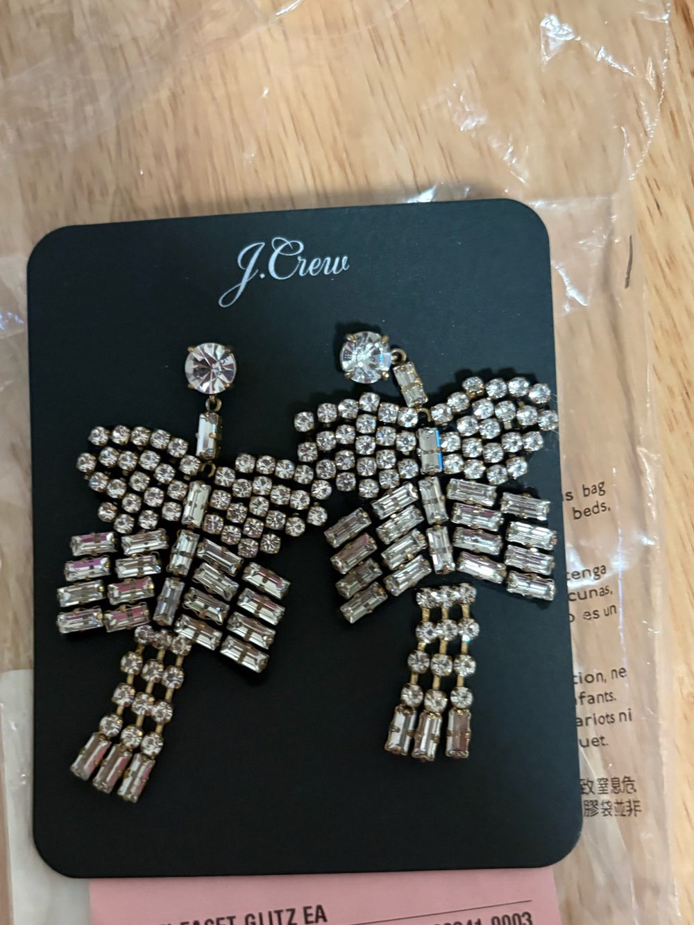 J. Crew Miltifacet Velvet Backed Glitz Earrings. New.